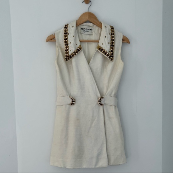 Vintage cream sleeveless beaded blazer dress - Small - Picture 3 of 7
